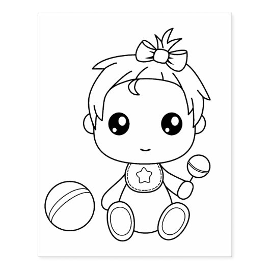 Baby meisje jumpsuit kleurplaat rubberstempel