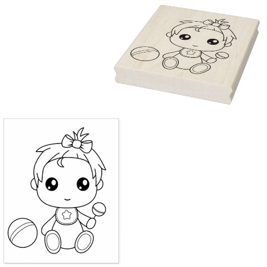 Baby meisje jumpsuit kleurplaat rubberstempel