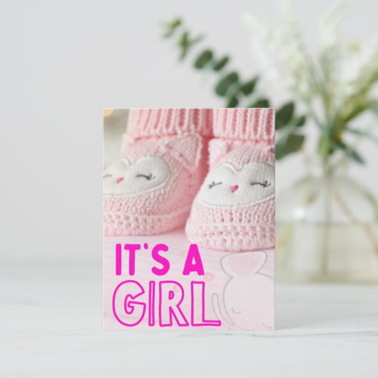 baby meisje kaart, baby shower feestdagenkaart (Staand voorkant)