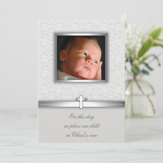 Baby Meisje Kant Doop of Doop Uitnodigingen (Staand voorkant)