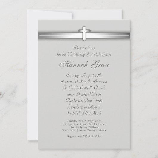 Baby Meisje Kant Doop of Doop Uitnodigingen (Achterkant)