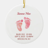 Baby Meisje Keepsake Pasgeboren Stats Ornament Ron (Voorkant)