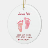 Baby Meisje Keepsake Pasgeboren Stats Ornament Ron (Links)