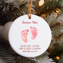 Baby Meisje Keepsake Pasgeboren Stats Ornament Ron