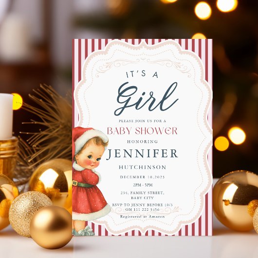  Baby Meisje Kerst Baby shower Kaart