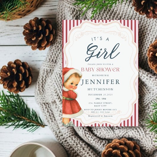  Baby Meisje Kerst Baby shower Kaart