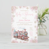 Baby Meisje Kersttrein Vakantie Baby shower Kaart (Staand voorkant)