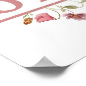 Baby Meisje Kinder Roze Wildbloem Naam Wall Art Poster (Hoek)