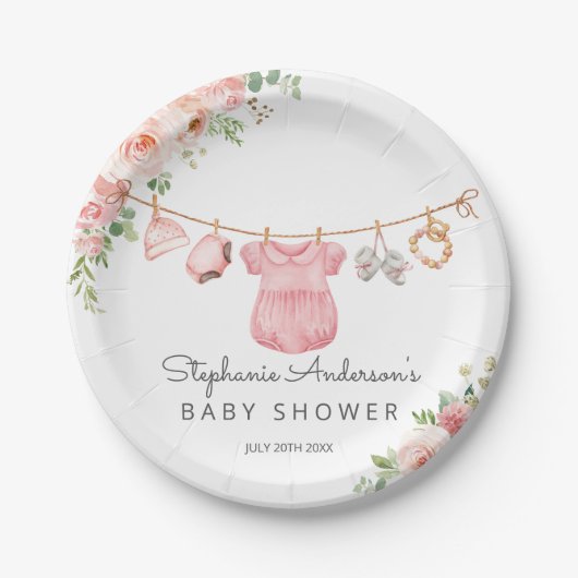 Baby Meisje Kleding Baby shower Papier Bord (Voorkant)