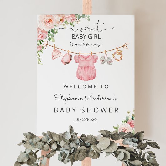 Baby meisje kleding baby shower welkomstbord poster