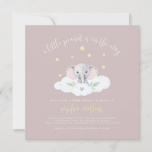 Baby Meisje Kleine Pinda Baby shower Invitation (Voorkant)