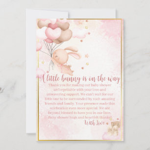 Baby Meisje Konijn Baby Shower Bedankkaart