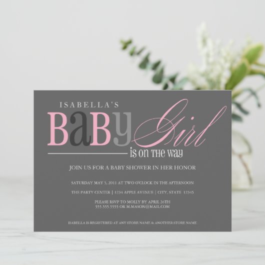 Baby meisje | Koolstof Kaart (Staand voorkant)