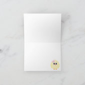 Baby Meisje Kuikens Roze Faux Glitter Feestdagen Kaart (Binnen)