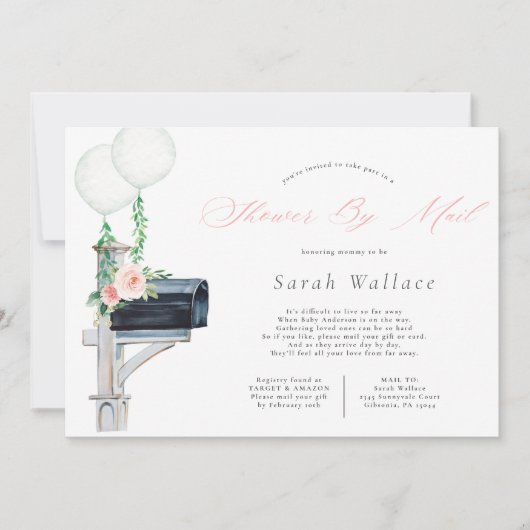 Baby meisje lange afstand Baby shower per post Kaart (Voorkant)