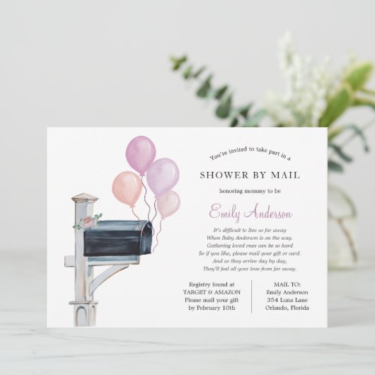 Baby Meisje Lange Afstand Douche per Mail Kaart (Staand voorkant)