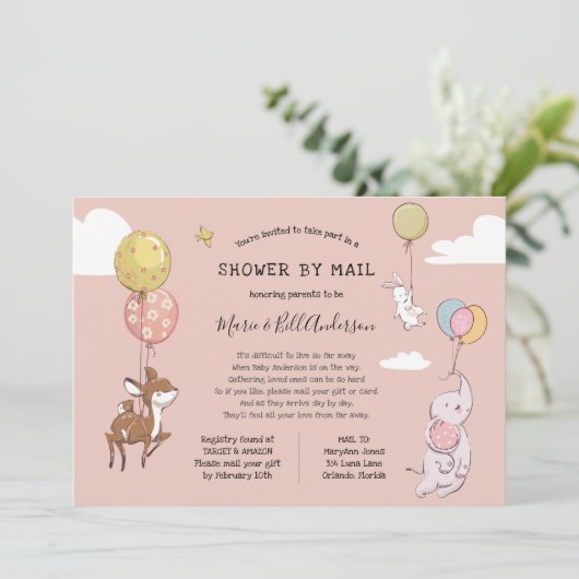 Baby Meisje Lange Afstand Douche per Mail Kaart (Staand voorkant)