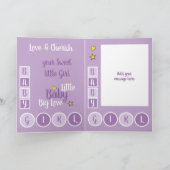 Baby Meisje liefde en koesteren paarse en geel Kaart (Binnen)