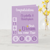 Baby Meisje liefde en koesteren paarse en geel Kaart (Gele Bloem)