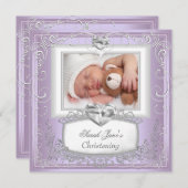 Baby Meisje Lila Doop Doop Kruis Wit Kaart (Voorkant / Achterkant)