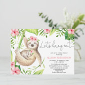 Baby meisje luiaard roze groen tropisch baby showe kaart (Staand voorkant)