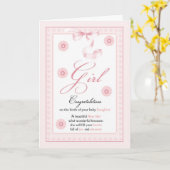 Baby Meisje, Meisje, Gefeliciteerd Nieuwe Baby Kaa Kaart (Gele Bloem)