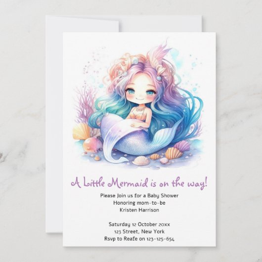 Baby Meisje Mermaid Baby shower Beauty Kaart (Voorkant)
