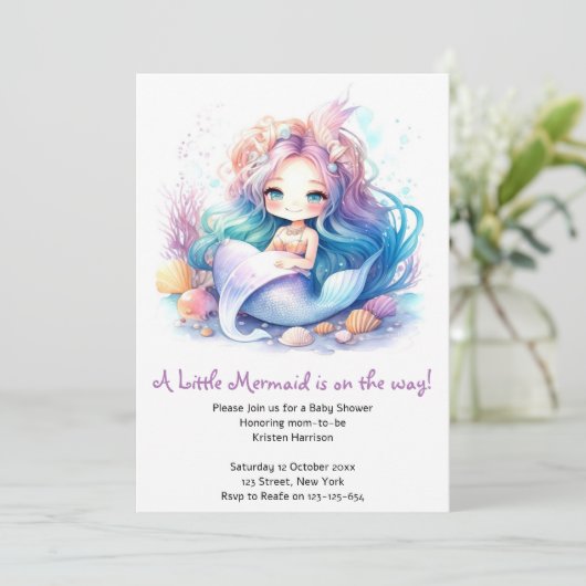 Baby Meisje Mermaid Baby shower Beauty Kaart (Staand voorkant)