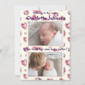 Baby Meisje met Broer en Zusje Nieuwe Aankomst Aankondiging (Voorkant)