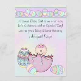 Baby meisje met paaseieren Baby shower uitnodiging