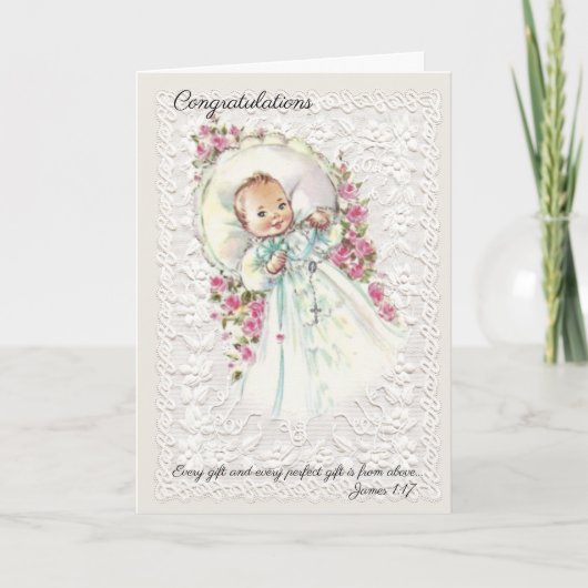  baby-meisje met Rosary Roses Kaart (Voorkant)