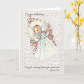  baby-meisje met Rosary Roses Kaart (Gele Bloem)