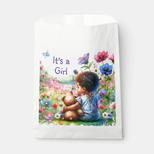 Baby Meisje met Teddy Bear Baby shower Het is een  Bedankzakje (Voorkant)