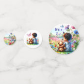 Baby Meisje met Teddy Bear Baby shower Het is een  Confetti (Achterkanten)