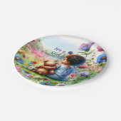 Baby Meisje met Teddy Bear Baby shower Het is een  Papieren Bordje (Gekanteld)