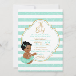 Baby Meisje Mint Tutu Strepen Goud Glitters  Kaart
