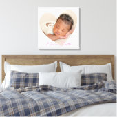 BABY MEISJE modern foto cute hart frame in roze Canvas Afdruk (Insitu (Slaapkamer))