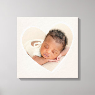 BABY MEISJE moderne foto gelaagde hart blush roze Canvas Afdruk