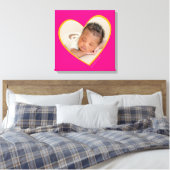 BABY MEISJE moderne foto gelaagde hart roze geel Canvas Afdruk (Insitu (Slaapkamer))