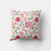 Baby Meisje Monogram Geboorte Stats Roze Bloemen K Kussen (Achterkant)