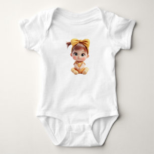 Baby Meisje – Mooie Gele Cartoon Ontwerp Romper