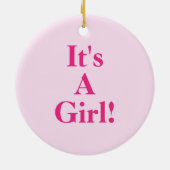 Baby Meisje Naam Aankondiging Aarde Groen Roze Keramisch Ornament (Achterkant)