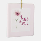 Baby Meisje Naam Blush Roze Waterverf Bloemen Keramisch Ornament (Rechts)