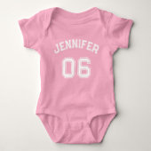 Baby Meisje Naam Jersey Nummer Roze Sportkatoen Romper (Voorkant)