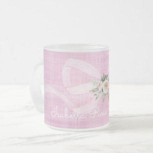 Baby Meisje Naam Pastel Roze Lint Bloemen Zoet Matglas Koffiemok