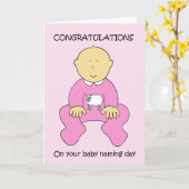 Baby meisje naamdag gefeliciteerd. kaart (Gele Bloem)