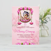 Baby Meisje Naming Namkaran Cradle Ceremonie Kaart (Staand voorkant)