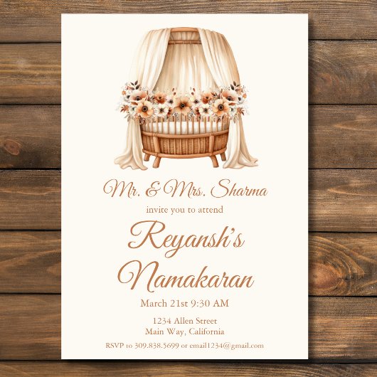 Baby Meisje of Jongen Namakaran Naming Ceremony Kaart