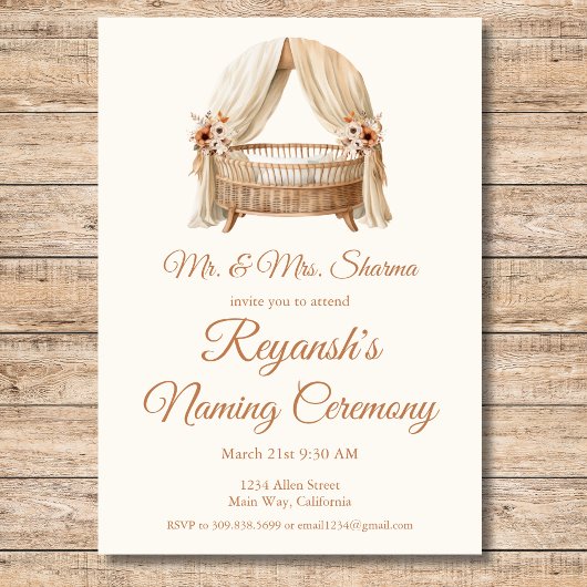 Baby Meisje of Jongen Wieg Naming Ceremonie Kaart