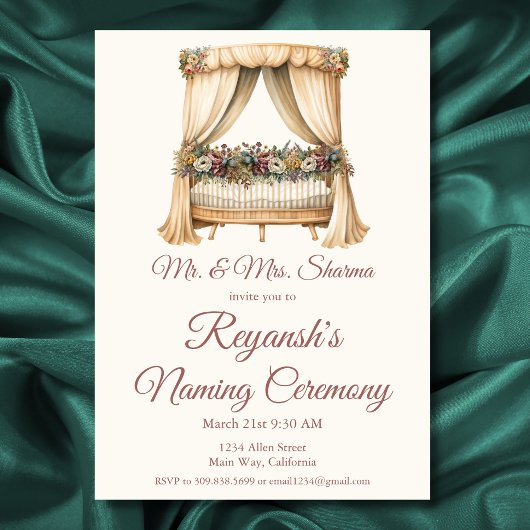 Baby Meisje of Jongen Wieg Naming Ceremonie Kaart